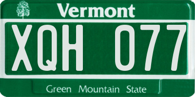 VT license plate XQH077