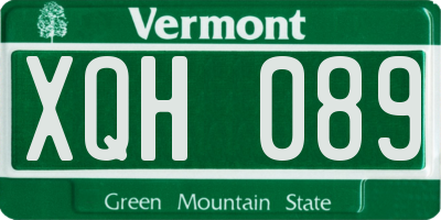 VT license plate XQH089