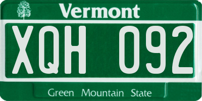 VT license plate XQH092