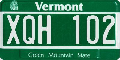 VT license plate XQH102