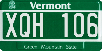 VT license plate XQH106