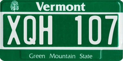 VT license plate XQH107