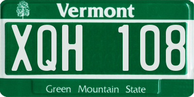 VT license plate XQH108