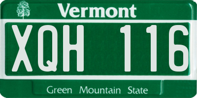 VT license plate XQH116