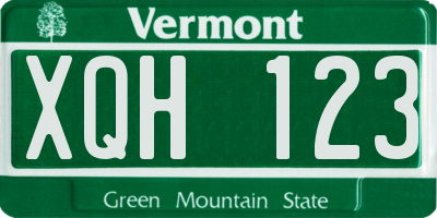VT license plate XQH123