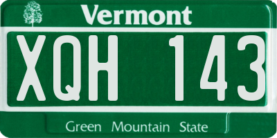 VT license plate XQH143