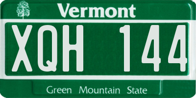 VT license plate XQH144