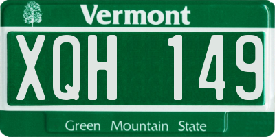 VT license plate XQH149