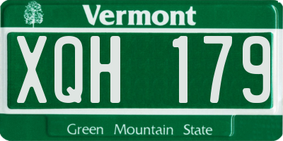 VT license plate XQH179