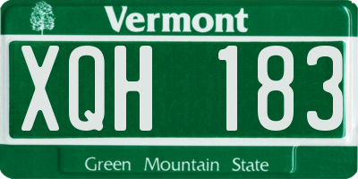 VT license plate XQH183