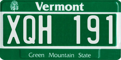 VT license plate XQH191
