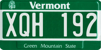 VT license plate XQH192