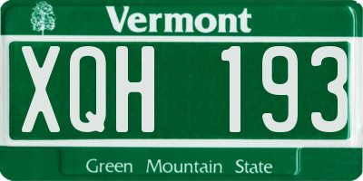 VT license plate XQH193
