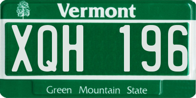 VT license plate XQH196