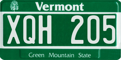 VT license plate XQH205