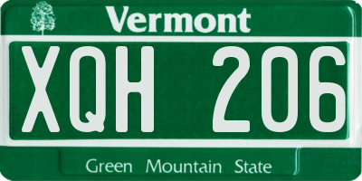 VT license plate XQH206