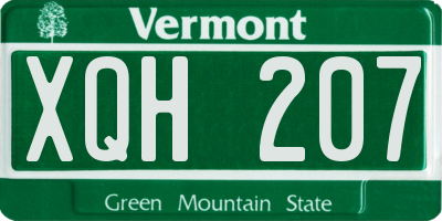 VT license plate XQH207