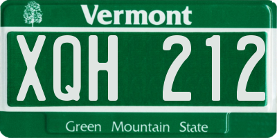 VT license plate XQH212