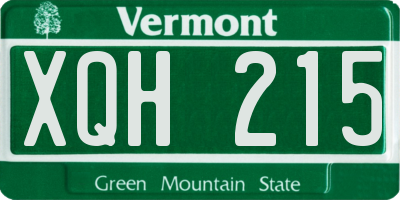 VT license plate XQH215