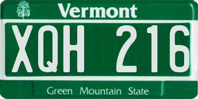 VT license plate XQH216