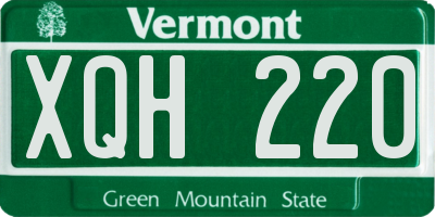 VT license plate XQH220