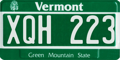 VT license plate XQH223