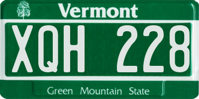 VT license plate XQH228
