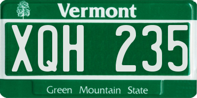 VT license plate XQH235