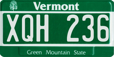 VT license plate XQH236