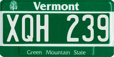 VT license plate XQH239