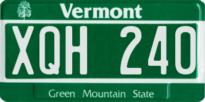 VT license plate XQH240