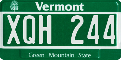 VT license plate XQH244