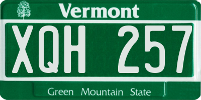 VT license plate XQH257