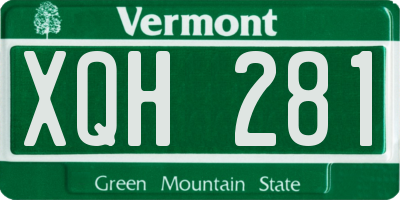 VT license plate XQH281