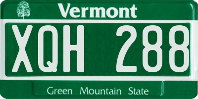 VT license plate XQH288