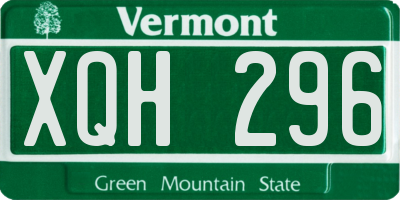 VT license plate XQH296