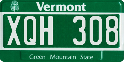 VT license plate XQH308