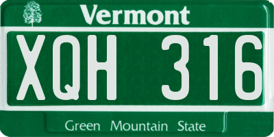 VT license plate XQH316