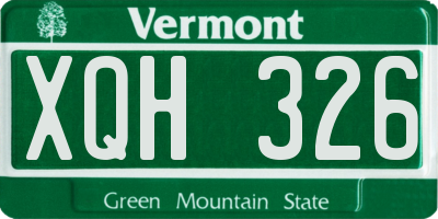 VT license plate XQH326
