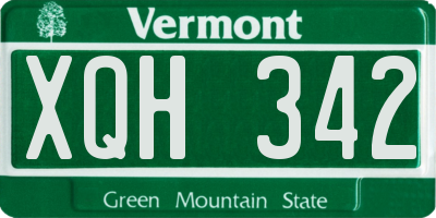 VT license plate XQH342