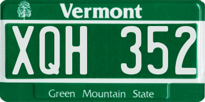 VT license plate XQH352