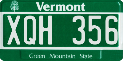 VT license plate XQH356