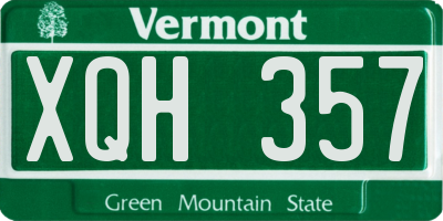 VT license plate XQH357
