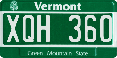 VT license plate XQH360