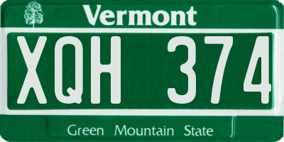 VT license plate XQH374