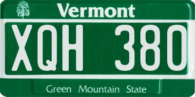 VT license plate XQH380