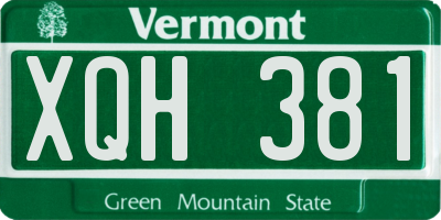 VT license plate XQH381