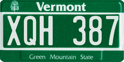 VT license plate XQH387