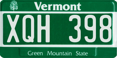 VT license plate XQH398