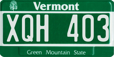 VT license plate XQH403